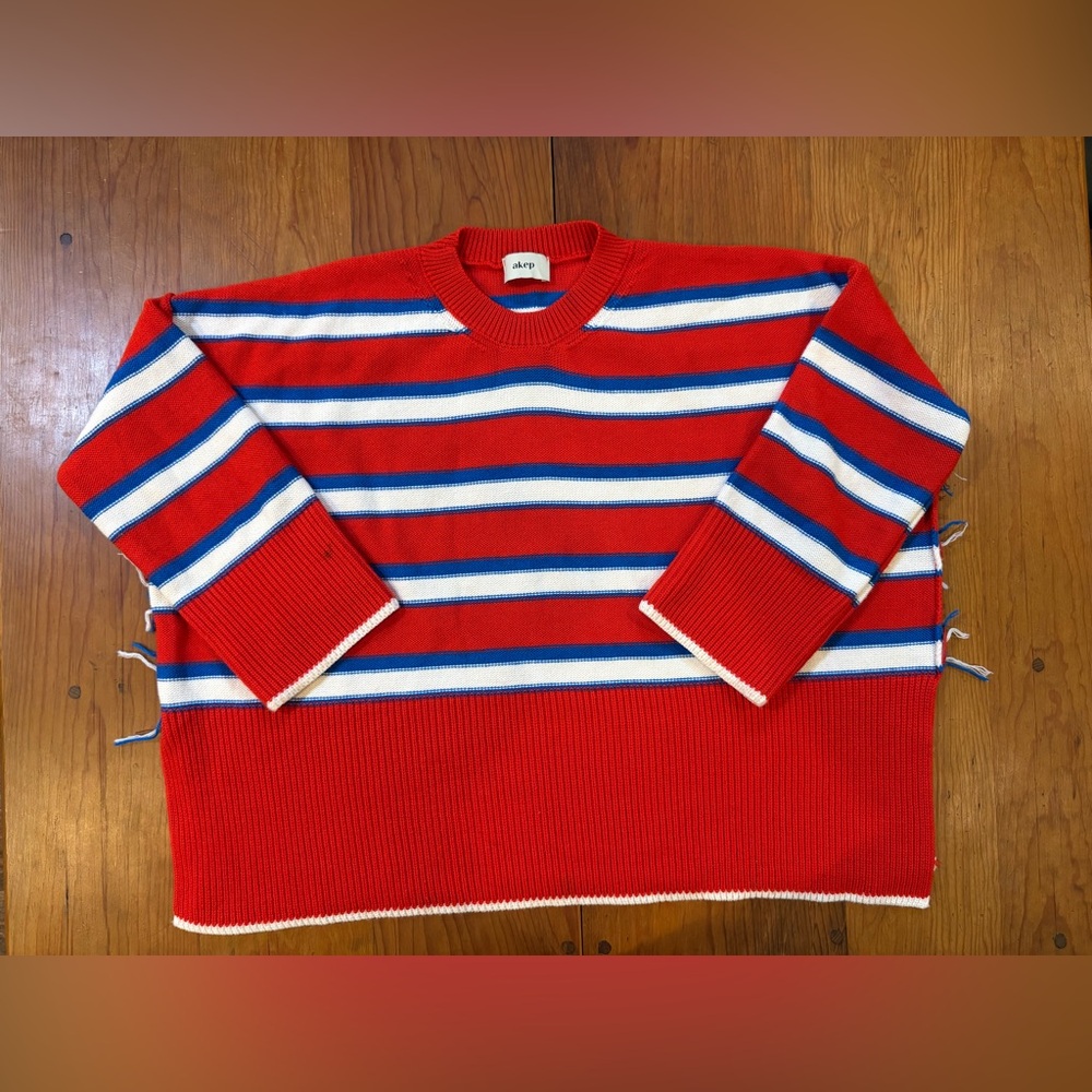 AKEP Italia Women Sweater Pullover Classic Women’s Red Striped
